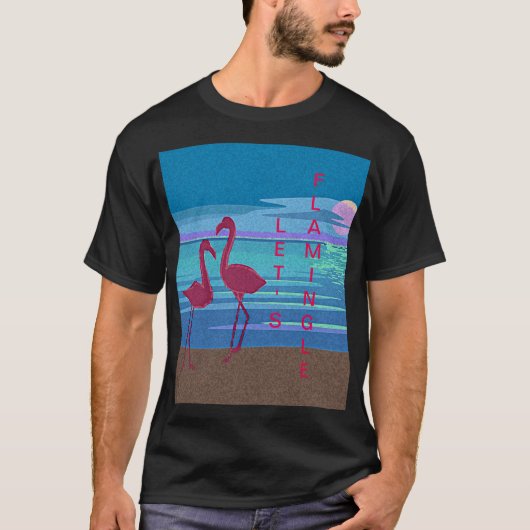 Roze Flamingo Couple bij Sunset T-Shirt (Voorkant)