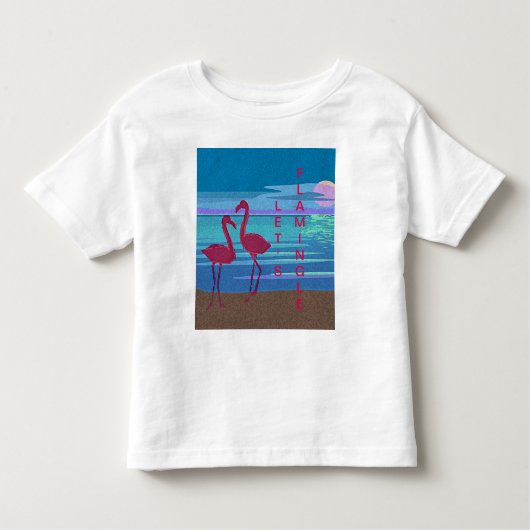 Roze Flamingo Couple bij Sunset Toddler T-Shirt (Voorkant)