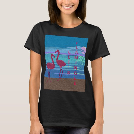 Roze Flamingo Couple bij Sunset Women's T-Shirt (Voorkant)