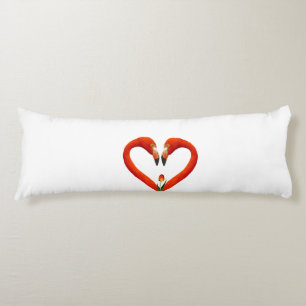 Roze Flamingo Couple on White Lichaamskussen