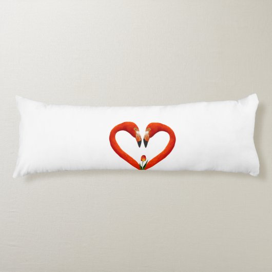 Roze Flamingo Couple on White Lichaamskussen (Voorkant)