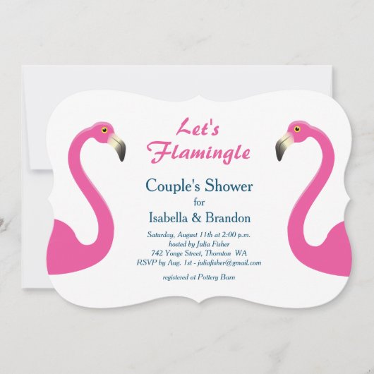 Roze flamingo Couple's Shower Invitation Kaart (Voorkant)