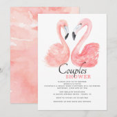 Roze flamingo Couples Shower Invitation Kaart (Voorkant / Achterkant)