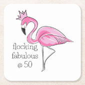 Roze Flamingo Crown Flocking Fabulous bij Fifty Kartonnen Onderzetters (Voorkant)