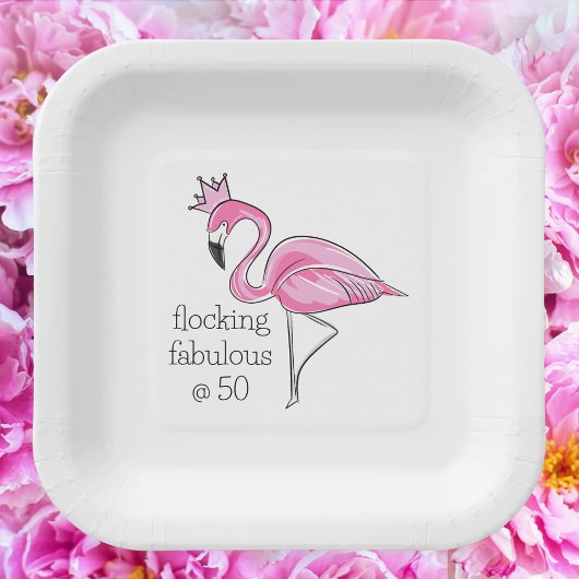 Roze Flamingo Crown Flocking Fabulous bij Fifty Papieren Bordje