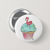 Roze Flamingo Cupcake Retro Dessert! Ronde Button 5,7 Cm (Voorkant /achterkant)