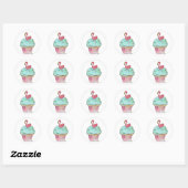 Roze Flamingo Cupcake Ronde Sticker (Vel)
