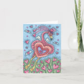 ROZE FLAMINGO CUPID VALENTIJN OPMERKING KAART *Aan (Voorkant)