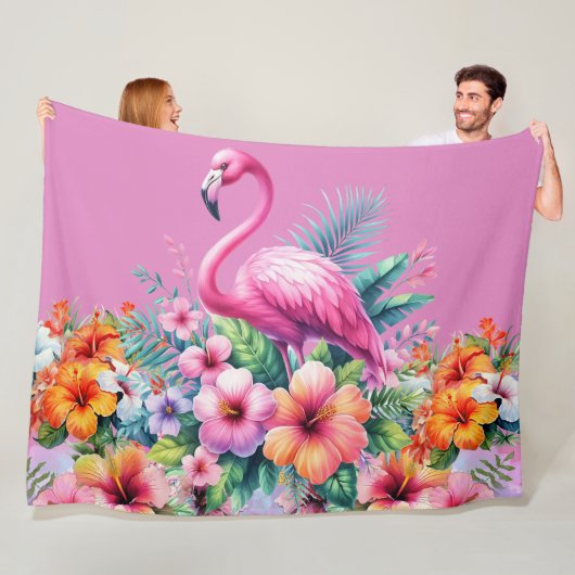 Roze Flamingo Custom Fleece Warm Gezellige Deken (In situ)