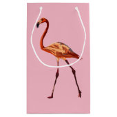 Roze Flamingo Custom Gift Bag - Klein, glanzend Klein Cadeauzakje (Achterkant)