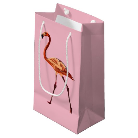 Roze Flamingo Custom Gift Bag - Klein, glanzend Klein Cadeauzakje (Voorkant Gekanteld)