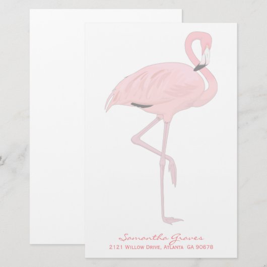 Roze Flamingo Custom Stationery Briefpapier (Voorkant / Achterkant)
