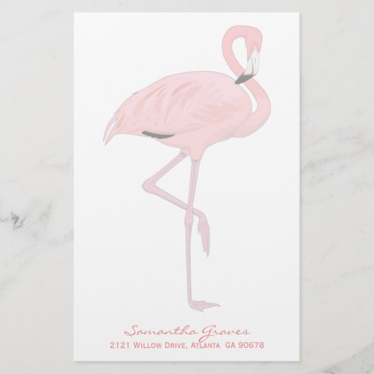 Roze Flamingo Custom Stationery Briefpapier (Voorkant)