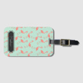 Roze Flamingo Cute Pattern | Jouw namen toevoegen Bagagelabel (Voorkant (horizontaal))