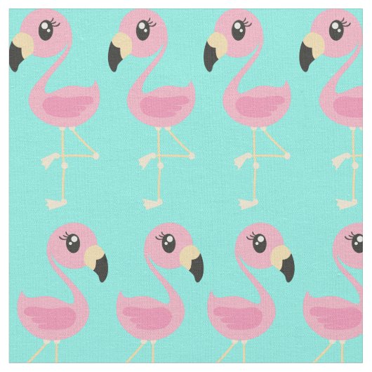 Roze Flamingo Cute Tropical Print Fabric Kinder Stof (Close Up)