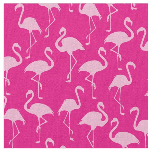 Roze Flamingo Cute Tropical Print Fabric Stof (Close Up)