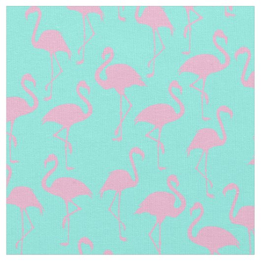 Roze Flamingo Cute Tropical Print Fabric Stof (Close Up)