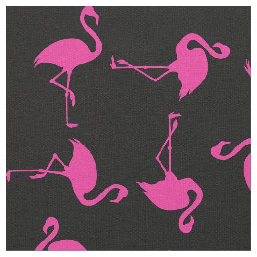 Roze Flamingo Cute Tropical Print Fabric Stof (Close Up)