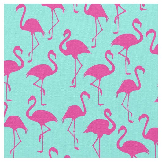 Roze Flamingo Cute Tropical Print Fabric Stof (Close Up)