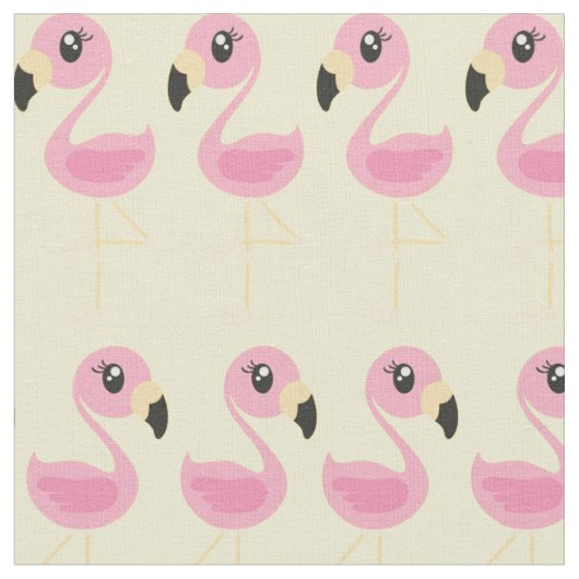 Roze Flamingo Cute Tropische Print Stof Kinderen (Close Up)