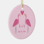  Roze Flamingo Cute Wedding Jubileum Gift Keramisch Ornament (Rechts)