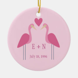  Roze Flamingo Cute Wedding Jubileum Gift Keramisch Ornament