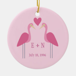 Roze Flamingo Cute Wedding Jubileum Gift Keramisch Ornament
