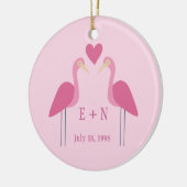  Roze Flamingo Cute Wedding Jubileum Gift Keramisch Ornament (Links)