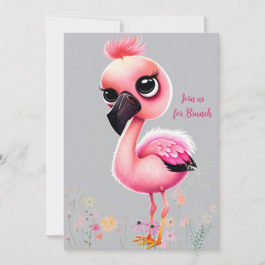 Roze Flamingo Dames Brunch Uitnodiging (Voorkant)
