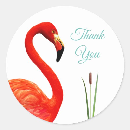 Roze Flamingo Dank Je Classic Ronde Sticker (Voorkant)