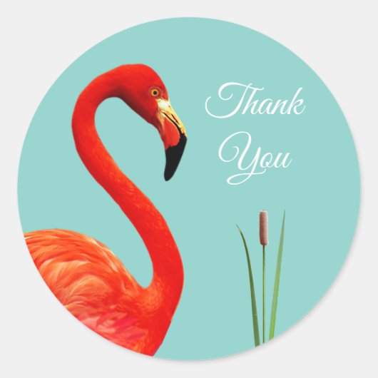 Roze Flamingo Dank Je Classic Ronde Sticker (Voorkant)