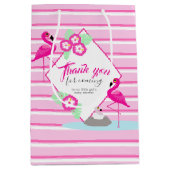 Roze flamingo dank u baby shower geschenktas medium cadeauzakje (Voorkant)