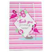 Roze flamingo dank u baby shower geschenktas medium cadeauzakje (Achterkant)