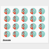 Roze Flamingo Dank u Klassieke ronde sticker (Vel)