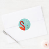 Roze Flamingo Dank u Klassieke ronde sticker (Envelop)