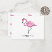 Roze Flamingo Dank u Nota Kaarten Notitiekaartje (Voorkant / Achterkant in situ)