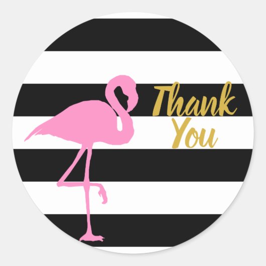 Roze Flamingo Dank u Ronde Sticker (Voorkant)