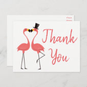 Roze Flamingo dank u tropische bruiloft, bruids Briefkaart (Voorkant / Achterkant)