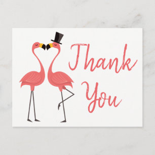Roze Flamingo dank u tropische bruiloft, bruids Briefkaart