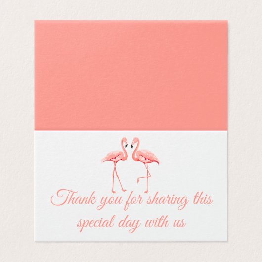 Roze Flamingo Dank u Tropische bruiloft Kaart (Buitenkant ongevouwen)