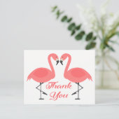 Roze Flamingo Dank u Tropische Bruiloft Liefde Briefkaart (Staand voorkant)