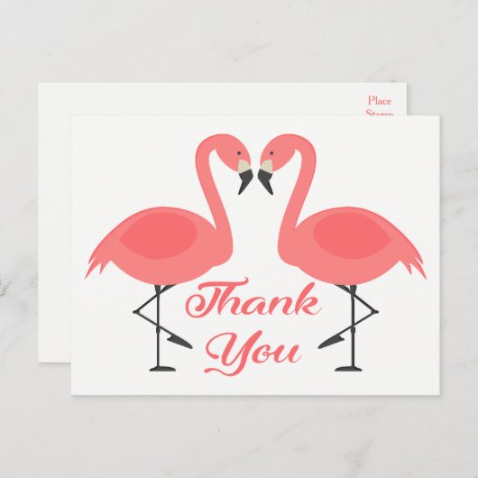 Roze Flamingo Dank u Tropische Bruiloft Liefde Briefkaart (Voorkant / Achterkant)