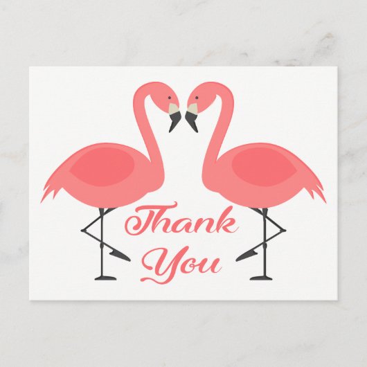 Roze Flamingo Dank u Tropische Bruiloft Liefde Briefkaart (Voorkant)