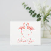 Roze Flamingo dank u tropische bruiloft zomer Briefkaart (Staand voorkant)