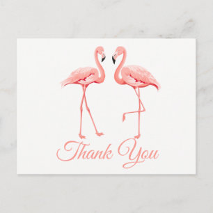 Roze Flamingo dank u tropische bruiloft zomer Briefkaart