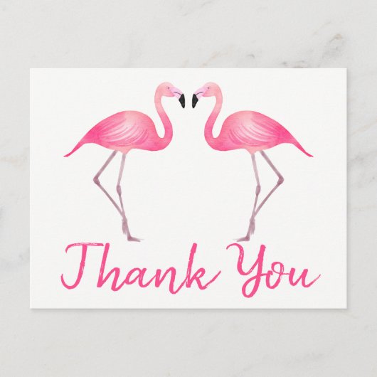 Roze Flamingo dank u tropische bruiloft zomer Briefkaart (Voorkant)