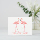 Roze Flamingo dank u tropische bruiloft zomer Briefkaart (Staand voorkant)