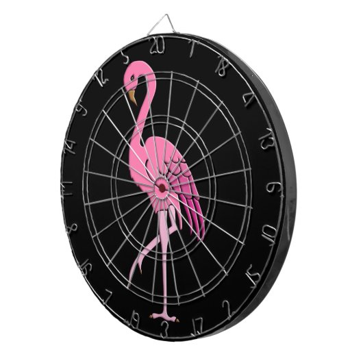 roze flamingo dartbord (Voorkant Rechts)