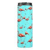 Roze Flamingo Design Custom Name Zomerdieren Thermosbeker (Achterkant)