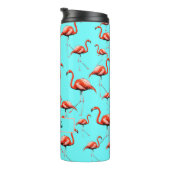 Roze Flamingo Design Custom Name Zomerdieren Thermosbeker (Geroteerd rechts)